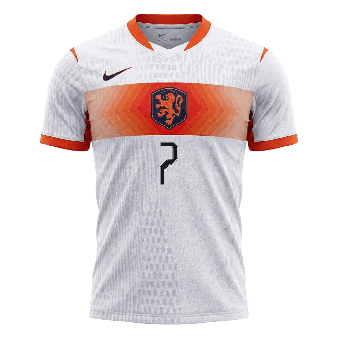 Versão do Jogador XAVI #7 Países Baixos Fora Copa do Mundo Futebol Camisas 2026 Branco