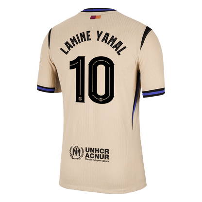 Jogador LAMINE YAMAL #10 Barcelona Fora UCL Futebol Camisas 2025/26 Amarelo