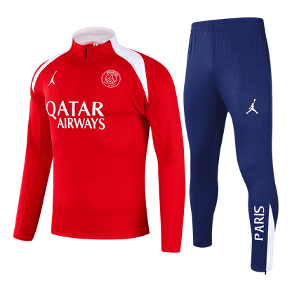 PSG Zíper Moletom Conjunto (Top+Calças) 2025/26 Vermelho camisola de futebol