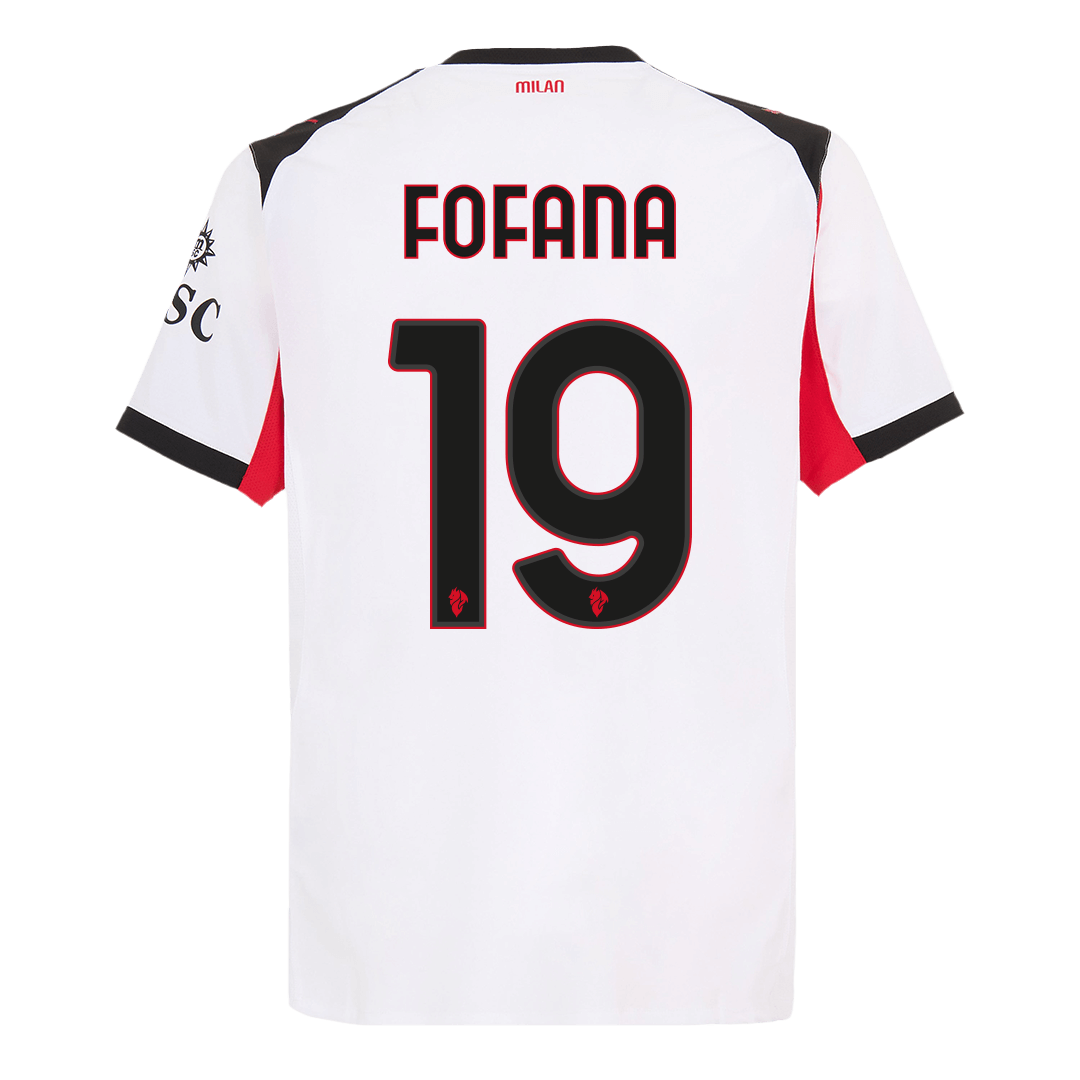 Jogador FOFANA #19 AC Milan Fora Futebol Camisas 2025/26 Branco
