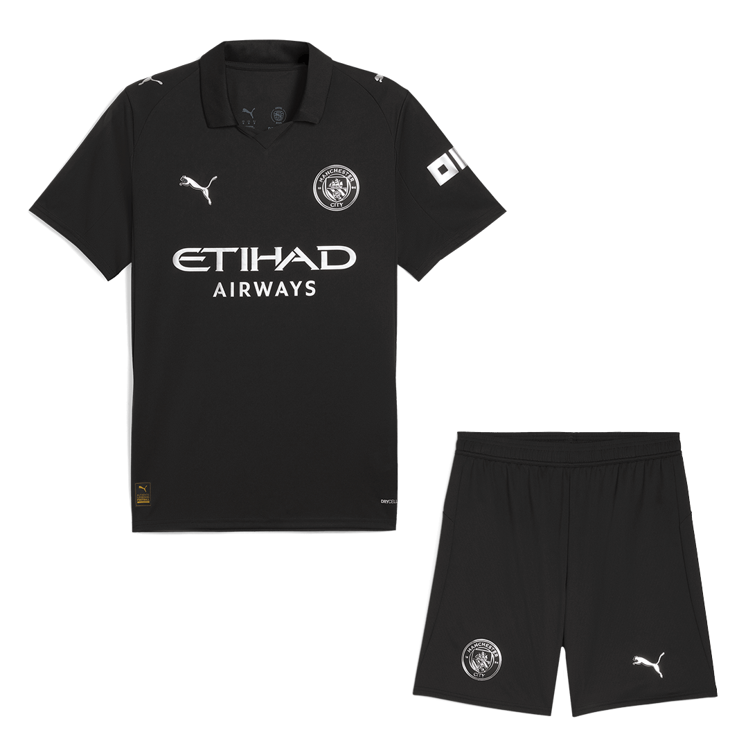 Manchester City Fora Camisa 2025/26- Preto camisola de futebol