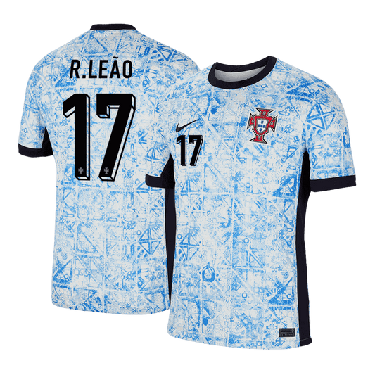 Camisola de futebol R.LEAO #17 Portugal Fora Camisola personalizada 2025/26