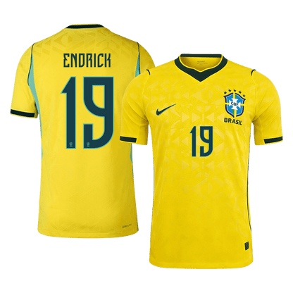 Versão do Jogador ENDRICK #19 Brasil Casa Copa do Mundo Futebol Camisas 2026 Amarelo