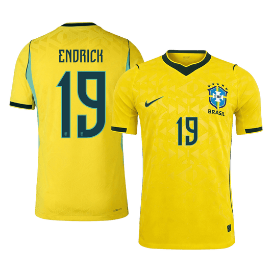 Versão do Jogador ENDRICK #19 Brasil Casa Copa do Mundo Futebol Camisas 2026 Amarelo