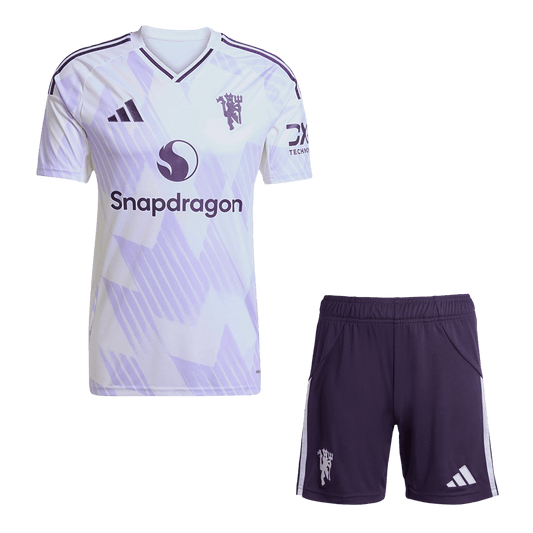 Manchester United Fora Camisa Conjunto (Camisola + Calções) 2025/26- Branco