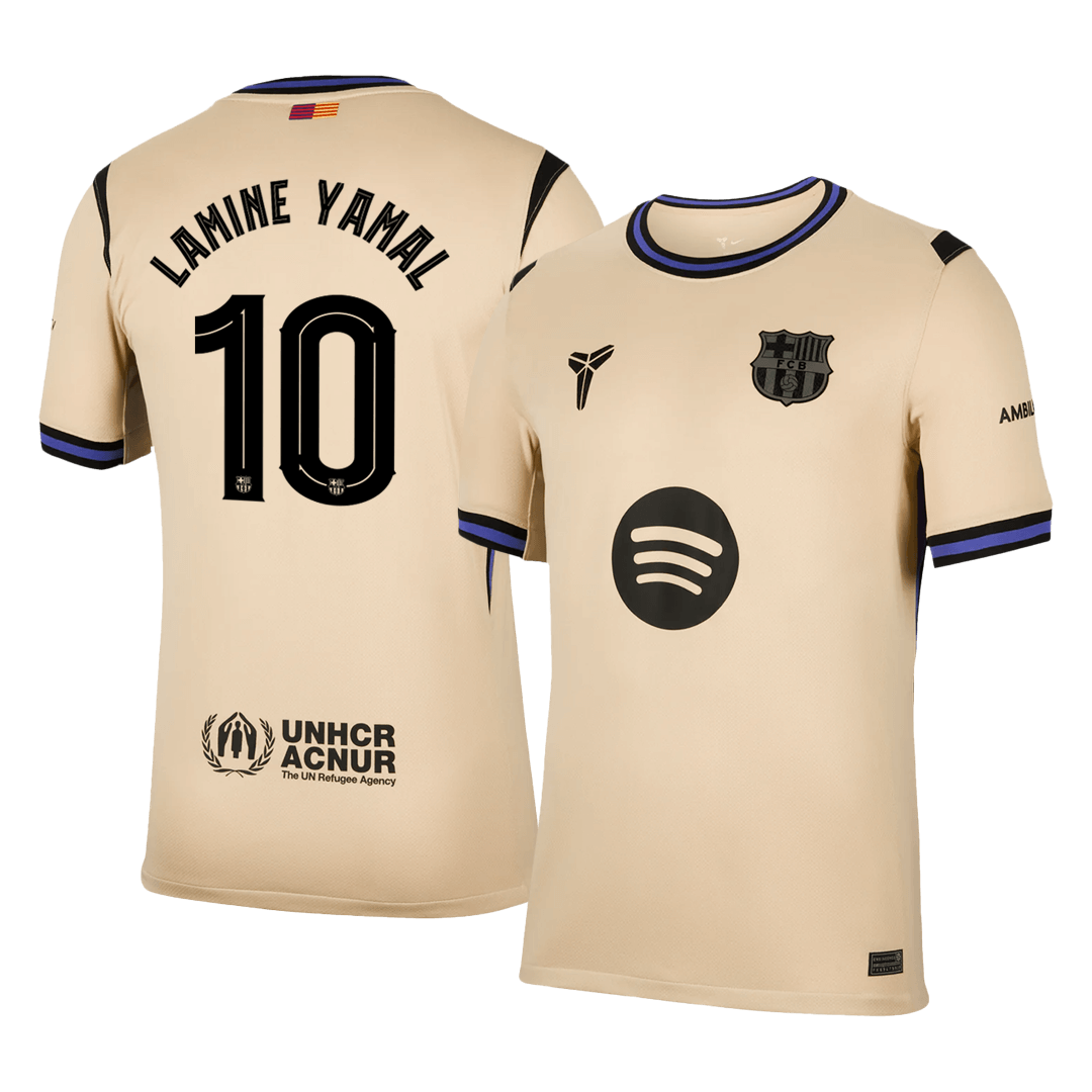 LAMINE YAMAL #10 Barcelona Fora Camisa 2025/26- Amarelo camisola de futebol