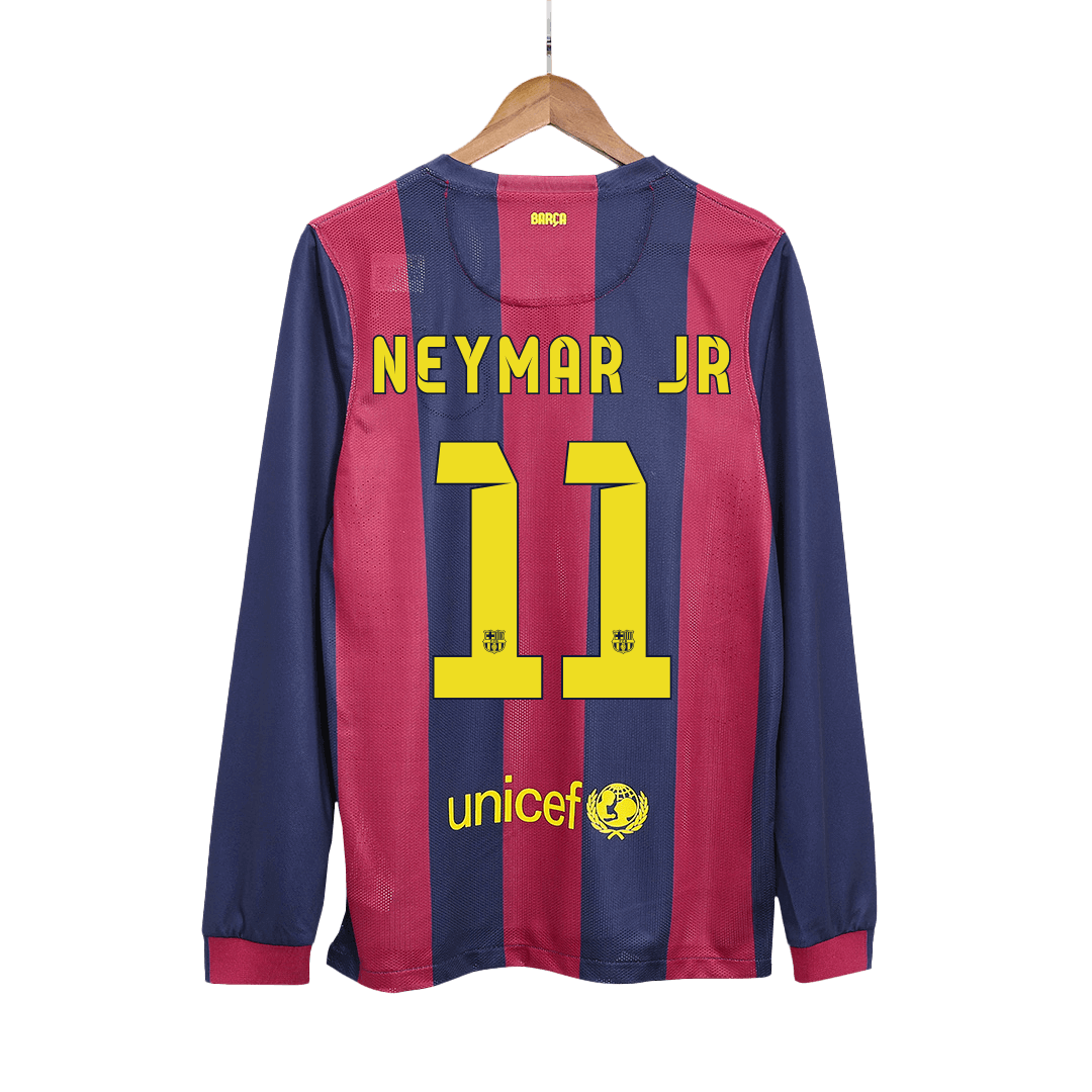 Camisola de futebol retro NEYMAR JR #11 Barcelona Home manga comprida 2014/15 2025/26
