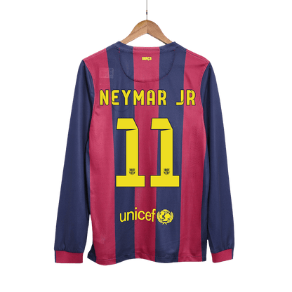Camisola de futebol retro NEYMAR JR #11 Barcelona Home manga comprida 2014/15 2025/26
