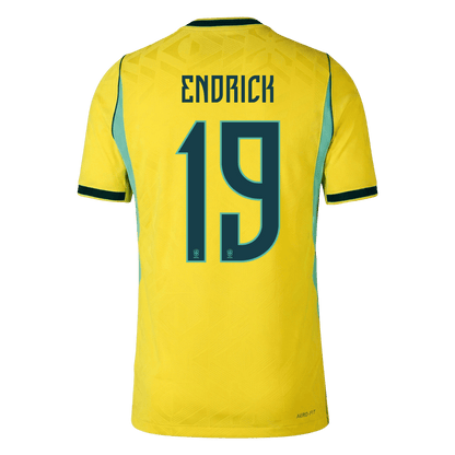 Versão do Jogador ENDRICK #19 Brasil Casa Copa do Mundo Futebol Camisas 2026 Amarelo