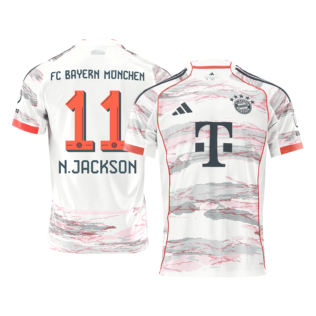 N.JACKSON #11 Bayern Munich Fora Camisa 2025/26 Branco camisola de futebol