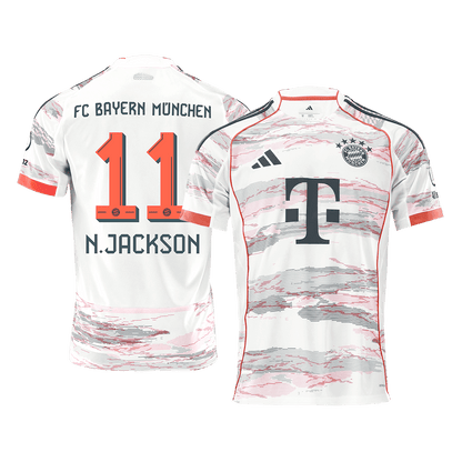 N.JACKSON #11 Bayern Munich Fora Camisa 2025/26 Branco camisola de futebol