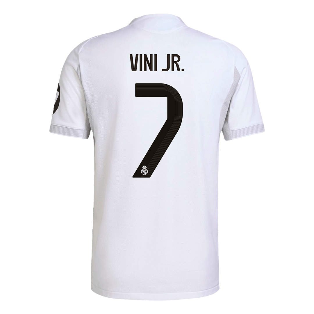Jogador VINI JR. #7 Real Madrid Casa Futebol Camisas 2025/26 Branco