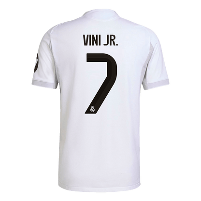 Jogador VINI JR. #7 Real Madrid Casa Futebol Camisas 2025/26 Branco