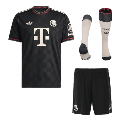 Bayern Munich Fora Terceira Camisa Conjunto(Camisa+Calções+Meias) 2025/26 Preto