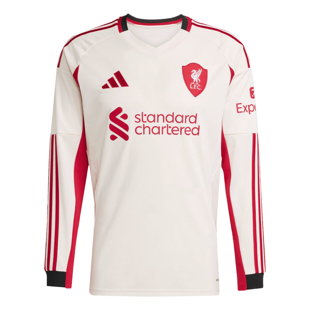 Liverpool Fora Manga comprida 2025/26 Branco camisola de futebol