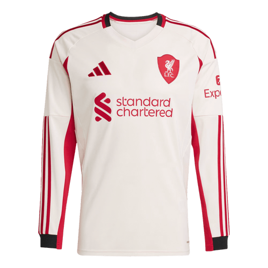 Liverpool Fora Manga comprida 2025/26 Branco camisola de futebol