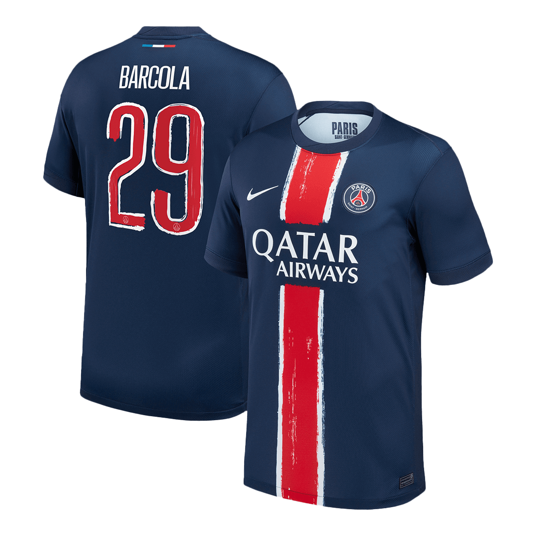BARCOLA #29 PSG Casa Camisa Marinha - UCL camisola de futebol 2025/26