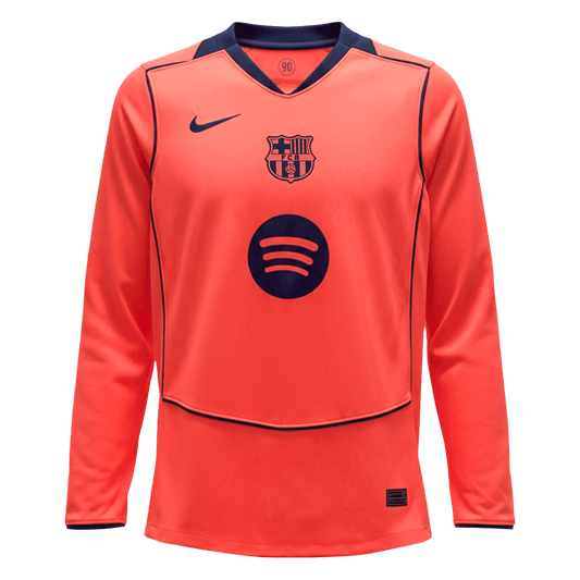 Barcelona Terceira Manga comprida Camisa 2025/26 Laranja camisola de futebol