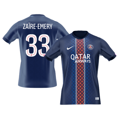 【Super Qualidade】ZAïRE EMERY #33 PSG
 Casa Futebol Camisa 2025/26 Marinha camisola de futebol