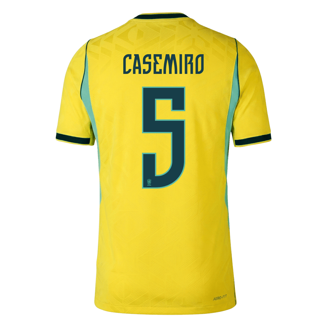 Versão do Jogador CASEMIRO #5 Brasil Casa Copa do Mundo Futebol Camisas 2026 Amarelo