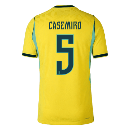 Versão do Jogador CASEMIRO #5 Brasil Casa Copa do Mundo Futebol Camisas 2026 Amarelo
