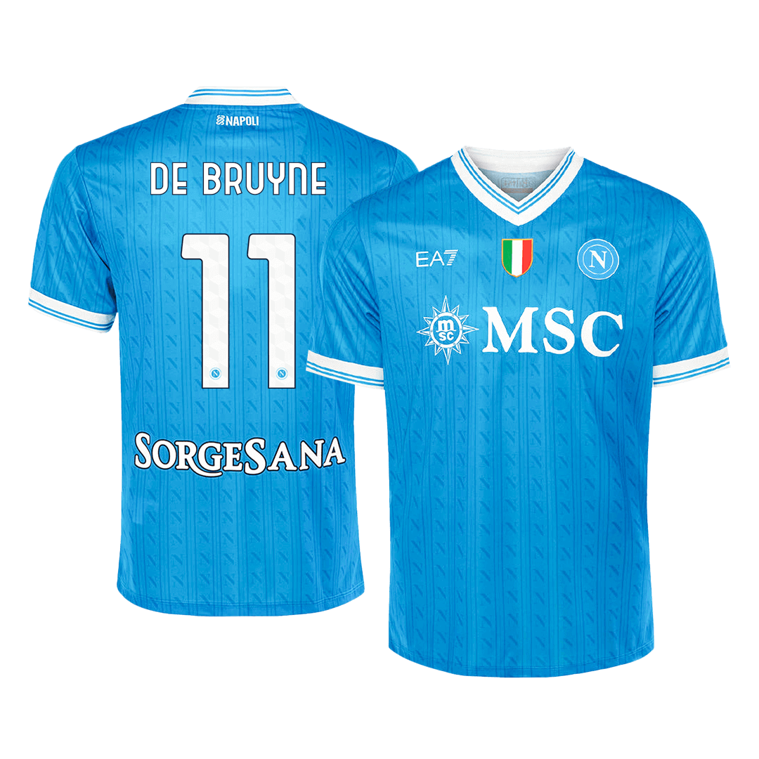 DE BRUYNE #11 Napoli Casa Camisa 2025/26- Azul camisola de futebol