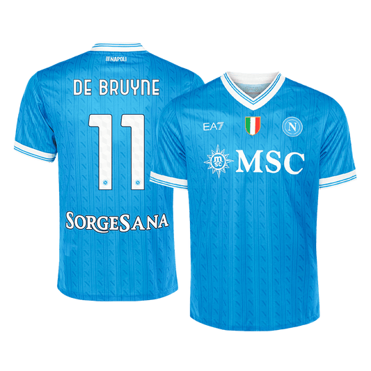 DE BRUYNE #11 Napoli Casa Camisa 2025/26- Azul camisola de futebol