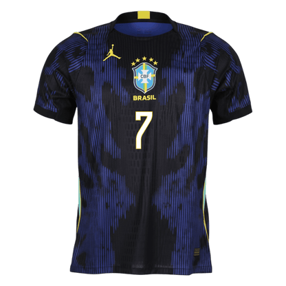 Versão do Jogador VINI JR. #7 Brazil Fora Copa do Mundo Futebol Camisas 2026 Marinha - camisola de futebol para