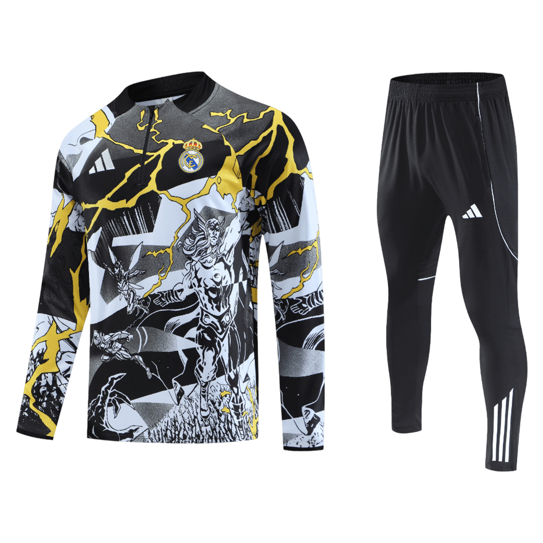 Real Madrid Infantil Zíper Moletom Conjunto (Top+Pants) 
 2025/26 Preto