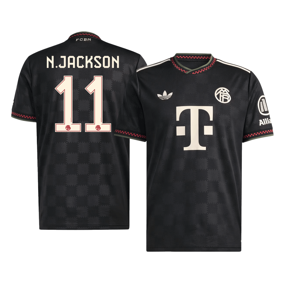 N.JACKSON #11 Bayern Munich Fora Terceira Camisa 2025/26 Preto camisola de futebol