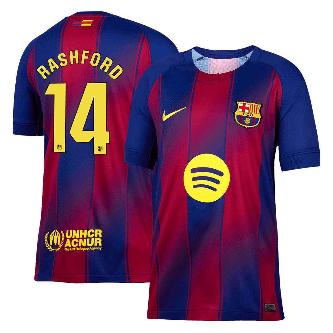 RASHFORD #14 Barcelona Casa Camisa 2025/26- Vermelho&Azul camisola de futebol