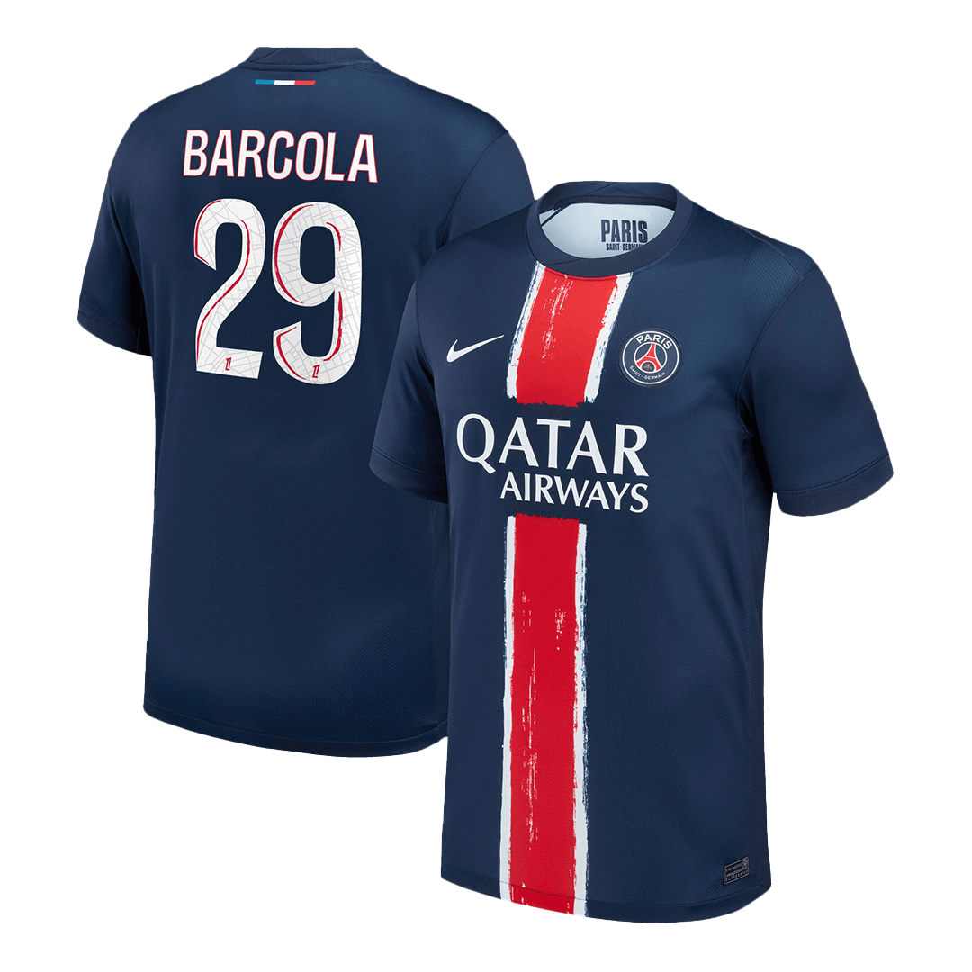 BARCOLA #29 PSG Casa Camisa Marinha camisola de futebol 2025/26