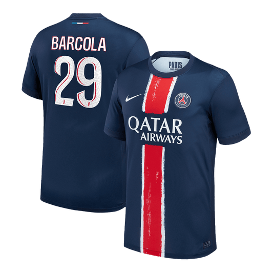 BARCOLA #29 PSG Casa Camisa Marinha camisola de futebol 2025/26