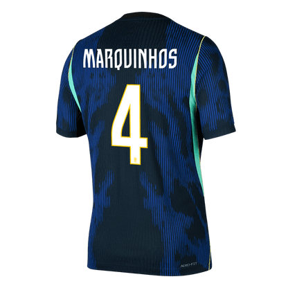 Versão do Jogador MARQUINHOS #4 Brasil Fora Copa do Mundo Futebol Camisas 2026 Marinha