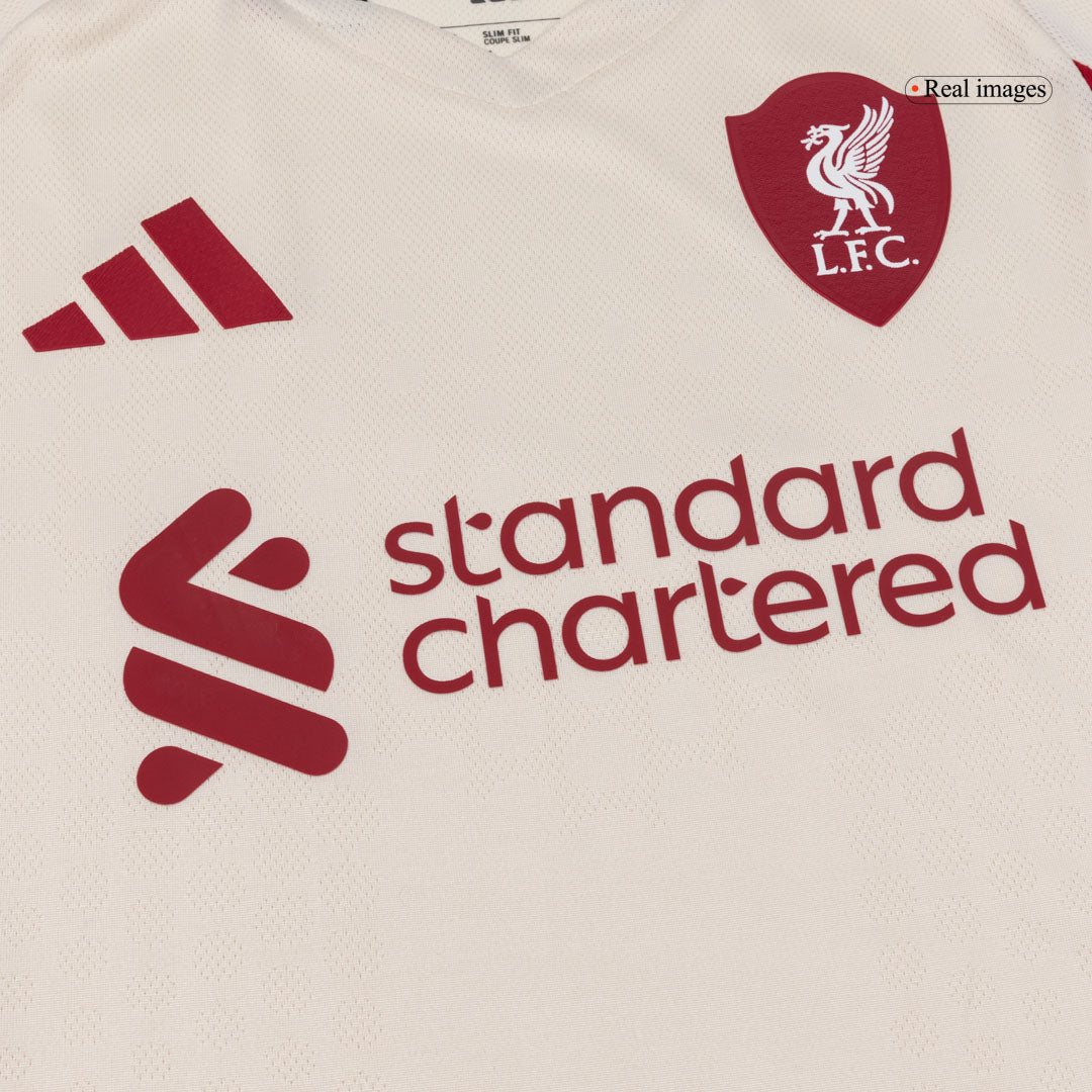 Jogador SZOBOSZLAI #8 Liverpool Fora Futebol Camisas 2025/26 Branco