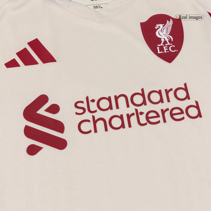 Jogador SZOBOSZLAI #8 Liverpool Fora Futebol Camisas 2025/26 Branco