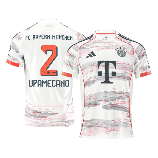 UPAMECANO #2 Bayern Munich Fora Camisa 2025/26 Branco camisola de futebol