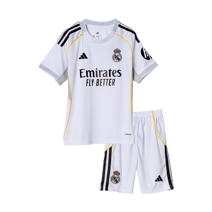 Infantil Real Madrid Casa Futebol Camisa Conjunto(Camisa+Calção) 2025/26 Branco