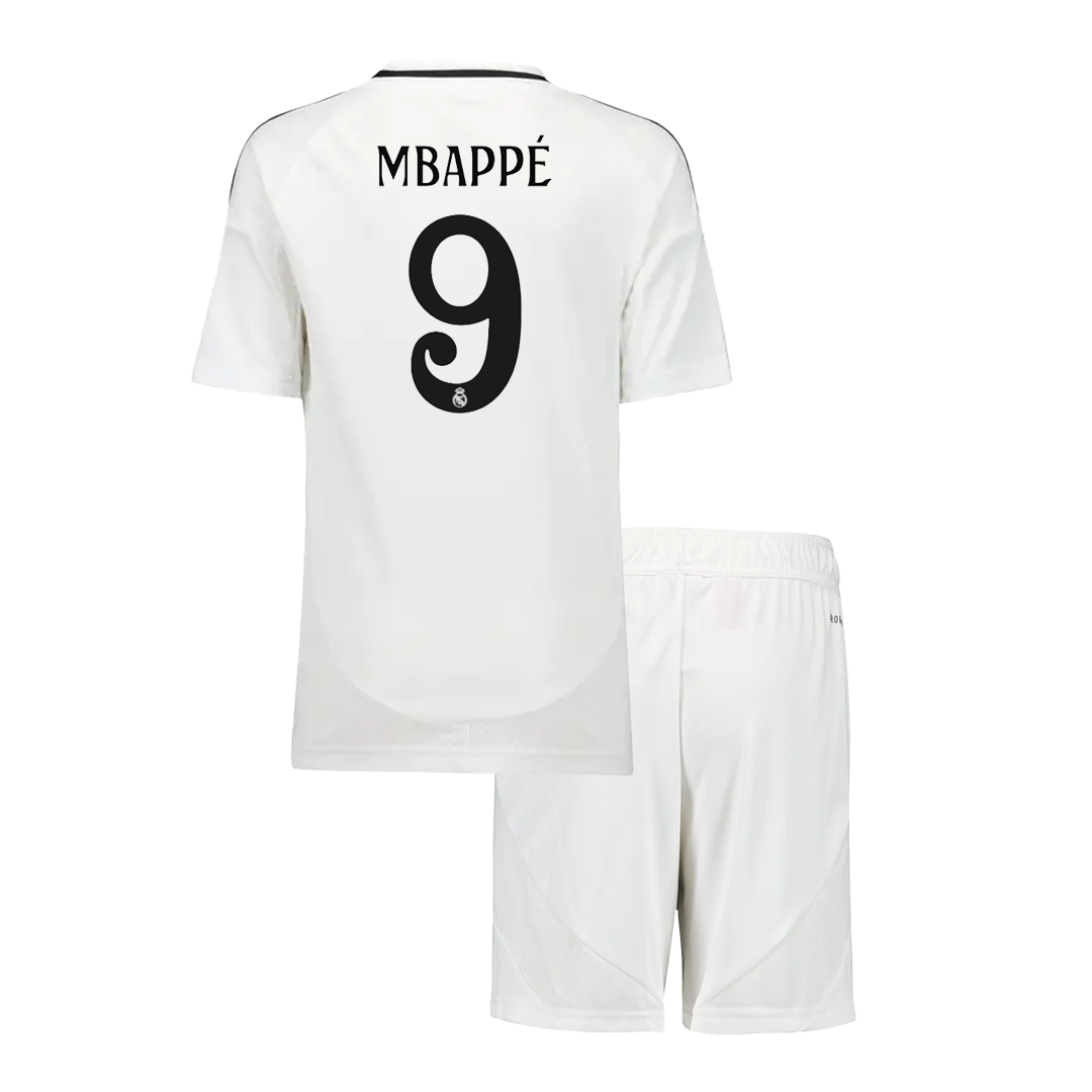 MBAPPé #9 Kit Camisa Home Futebol Real Madrid Infantil (Camisa + Shorts) 2024/25