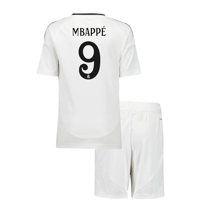 MBAPPé #9 Kit Camisa Home Futebol Real Madrid Infantil (Camisa + Shorts) 2024/25