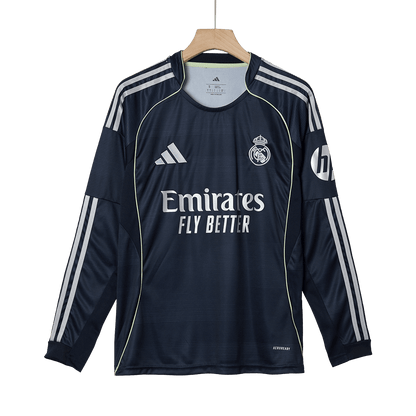 Real Madrid Fora Manga Longa Futebol Camisa 2025/26 Azul&Marinho