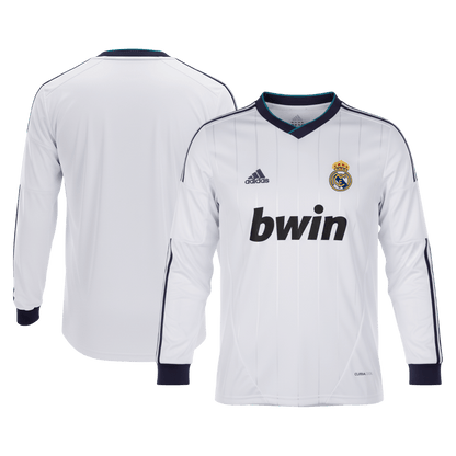 Retrô Real Madrid Casa Manga Longa Camisa 2012/13 Branco