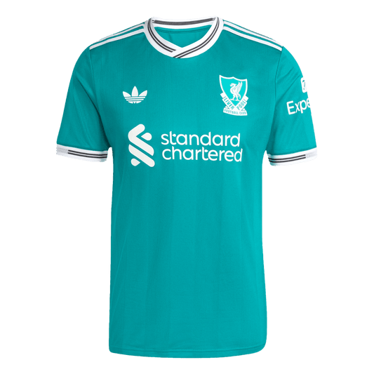 Jogador Liverpool Fora Terceira Futebol Camisas 2025/26 Verde camisola de futebol