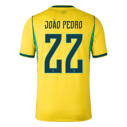 JOÃO PEDRO #22 Brasil Casa Copa do Mundo Camisa 2026 Amarelo