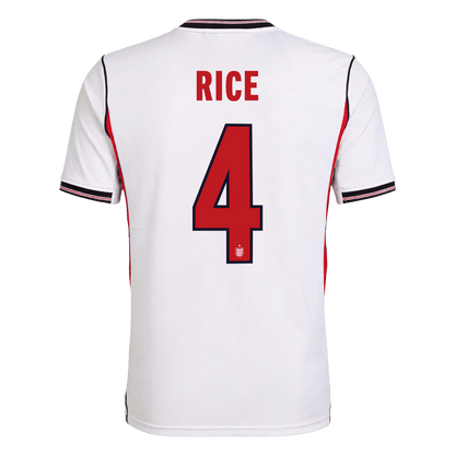 RICE #4 Inglaterra Casa Copa do Mundo Camisa 2026 Branco
