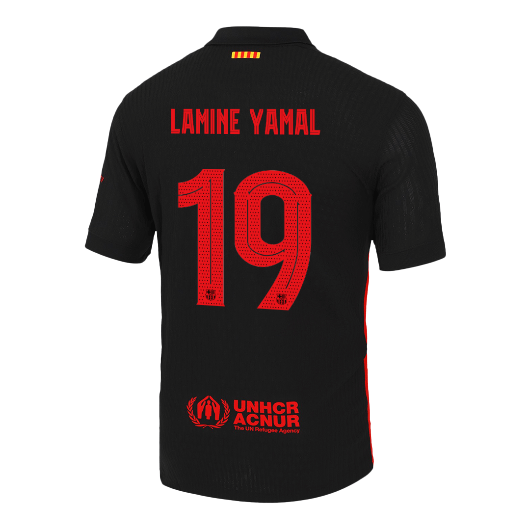 LAMINE YAMAL #19 Barcelona Camisola Jogador Logótipo do Spotify da UCL sem texto