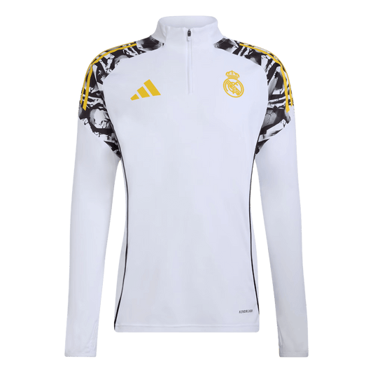 Real Madrid Zíper Moletom Conjunto (Top+Calças) 2025/26 Branco camisola de futebol