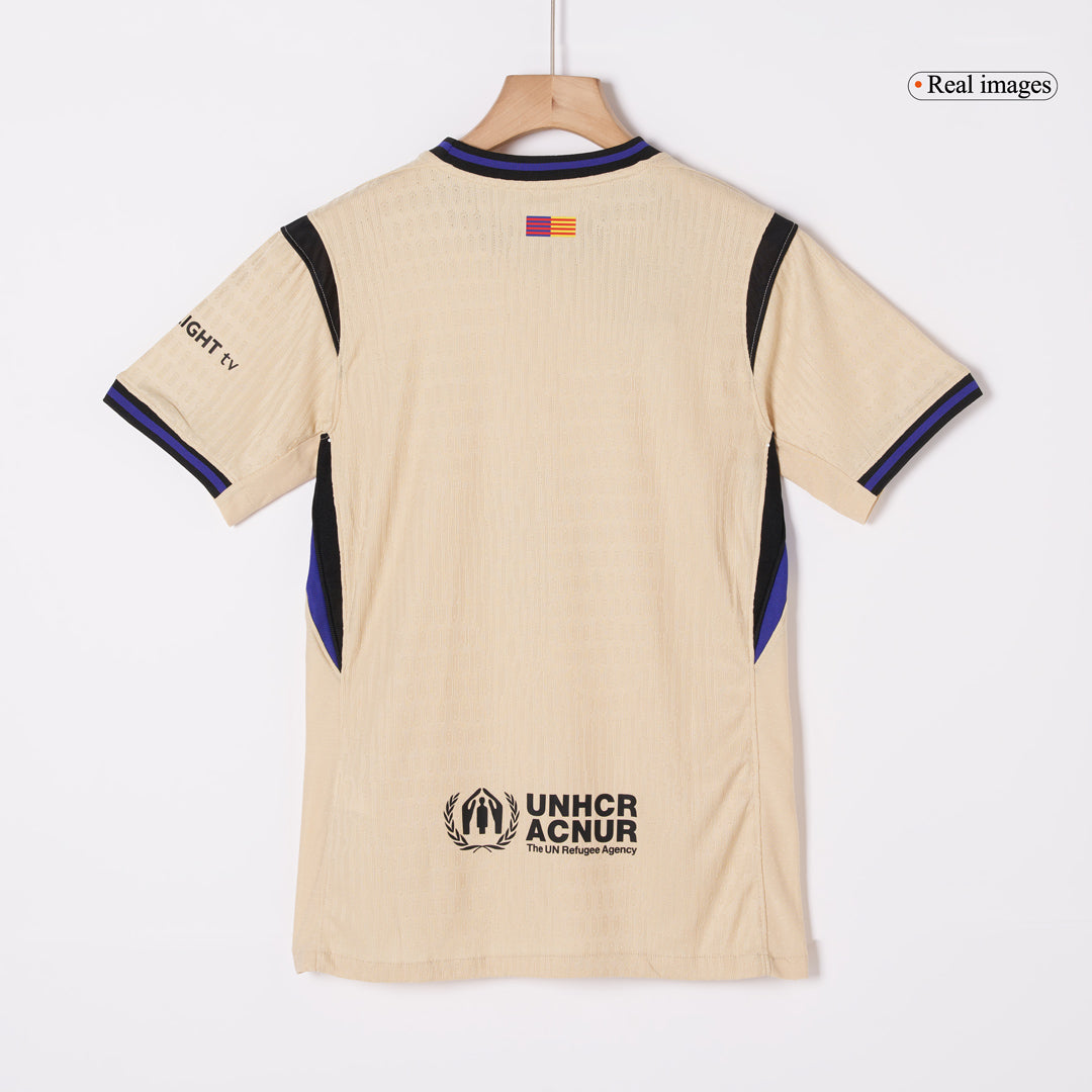 Jogador LAMINE YAMAL #10 Barcelona Fora UCL Futebol Camisas 2025/26 Amarelo - UCL