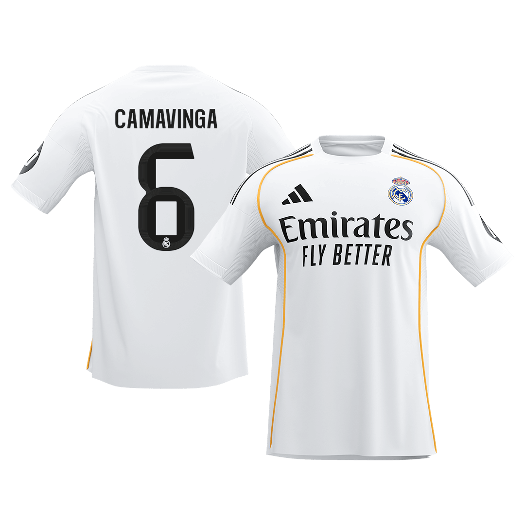 【Super Qualidade】CAMAVINGA #6 Real Madrid
 Casa Futebol Camisa 2025/26 Branco camisola de futebol