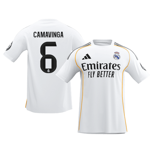 【Super Qualidade】CAMAVINGA #6 Real Madrid
 Casa Futebol Camisa 2025/26 Branco camisola de futebol